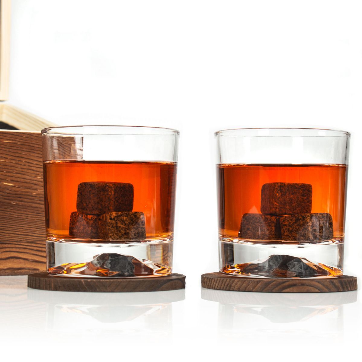 Custom Engraved Star Trek Emblem - Personalized Whiskey Glasses In Wood  Gift Box