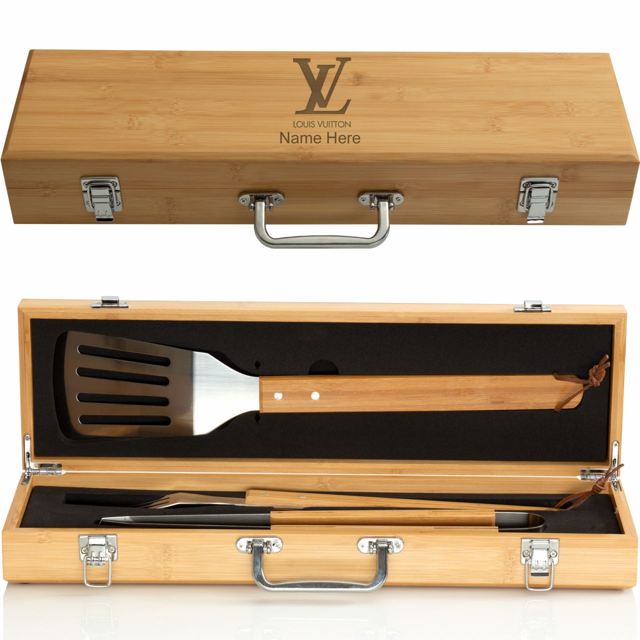Personalized LV Louis Vuitton - Custom Bamboo BBQ Set - Fashion Collection  Set - Promotional Products - Custom Gifts - Party Favors - Corporate Gifts  - Personalized Gifts