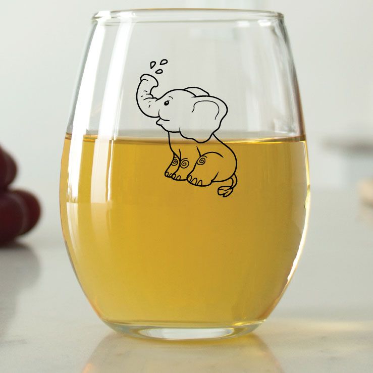Cute Baby Elephant - 9 oz. ARC Perfection Stemless Wine Glasses