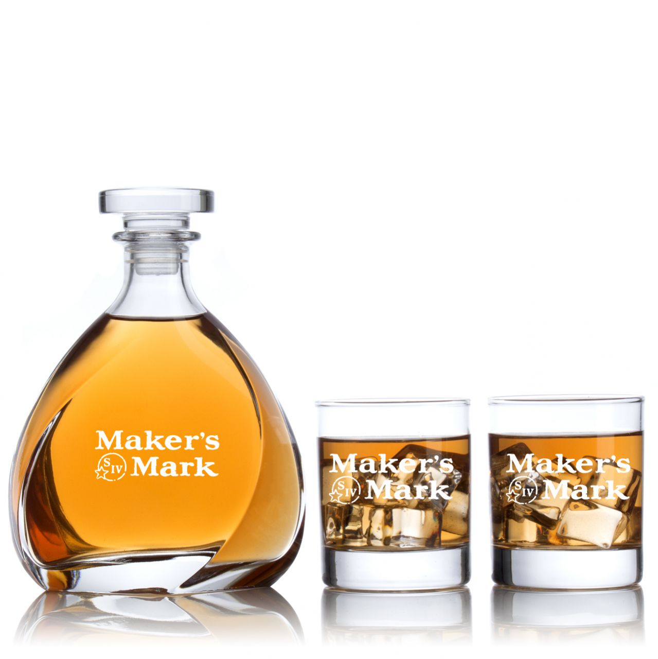 Engraved Makers Mark Personalized Madison Decanter Set With Old Fashioned Whiskey Glasses
