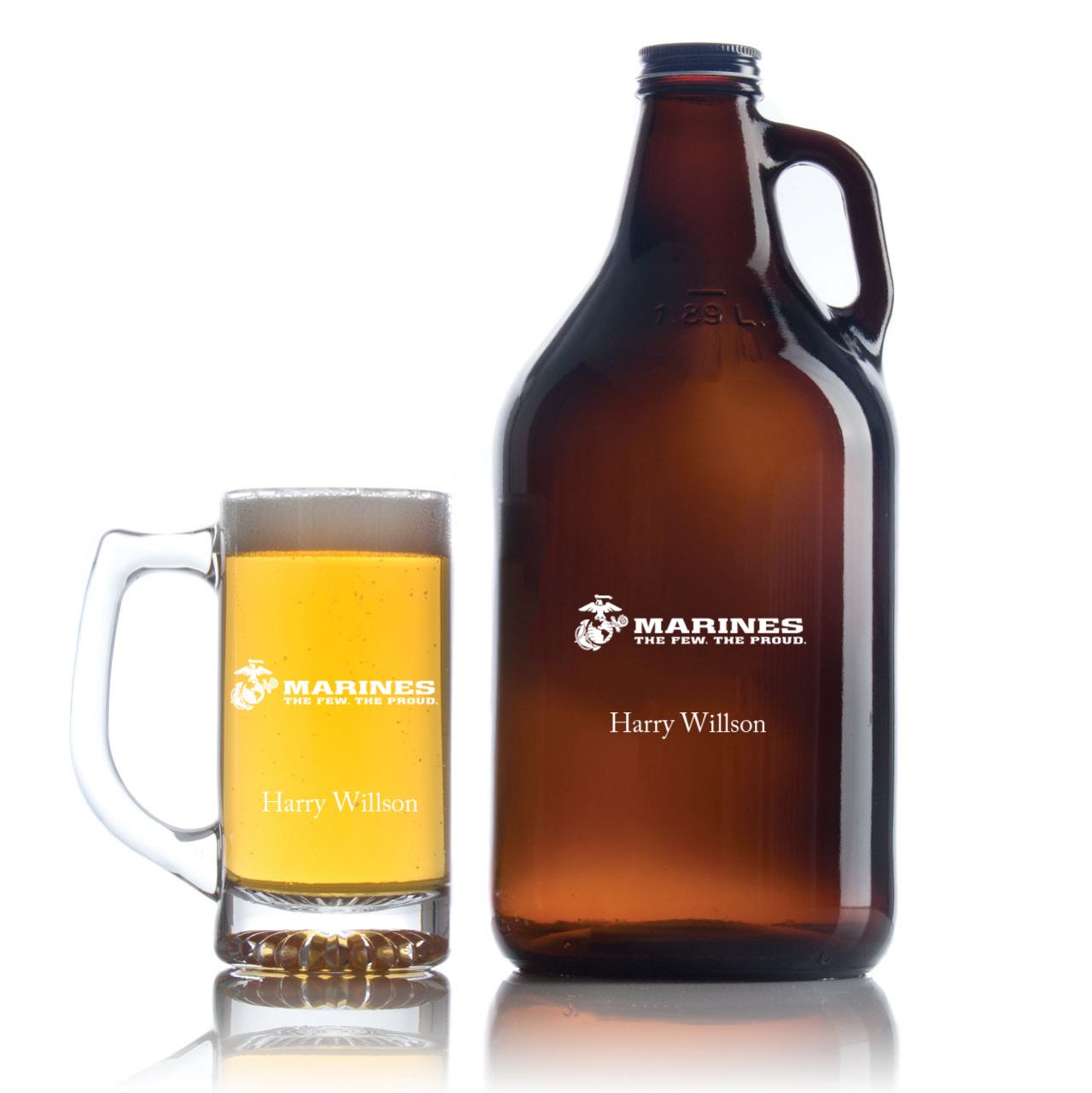 Engraved Marines The Few The Proud - Personalized Amber Growler