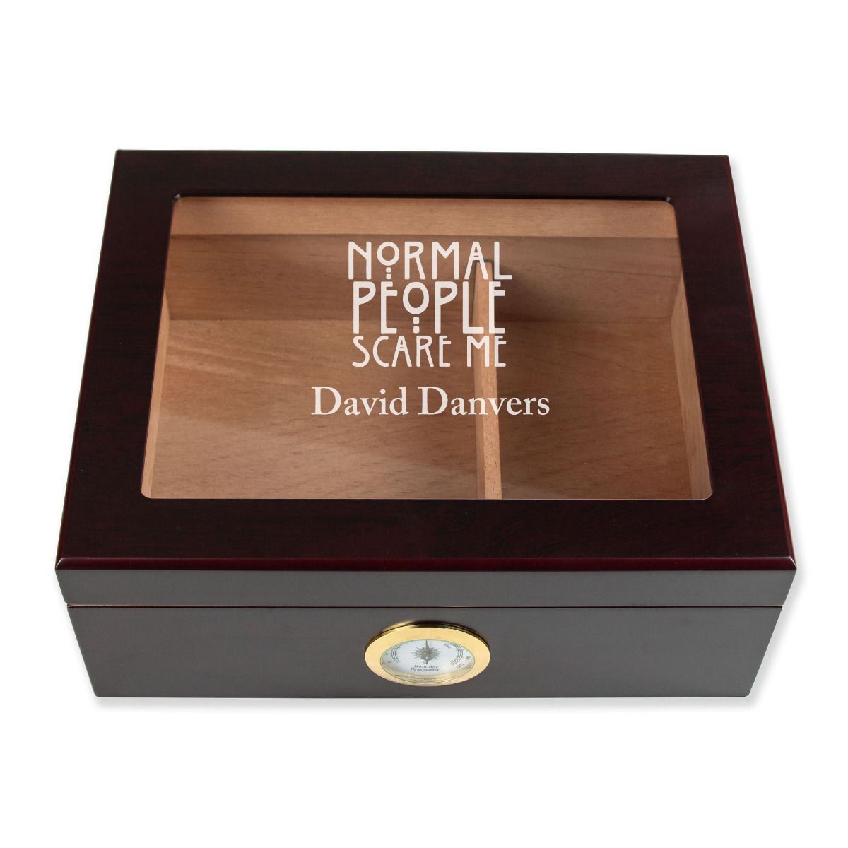 Personalized Cigar Humidor - Engraved Normal People Scare Design - Man Cave Gift Ideas - Gifts For Him - Promotional Products - Custom Gifts - Party - Corporate Gifts - Personalized Gifts