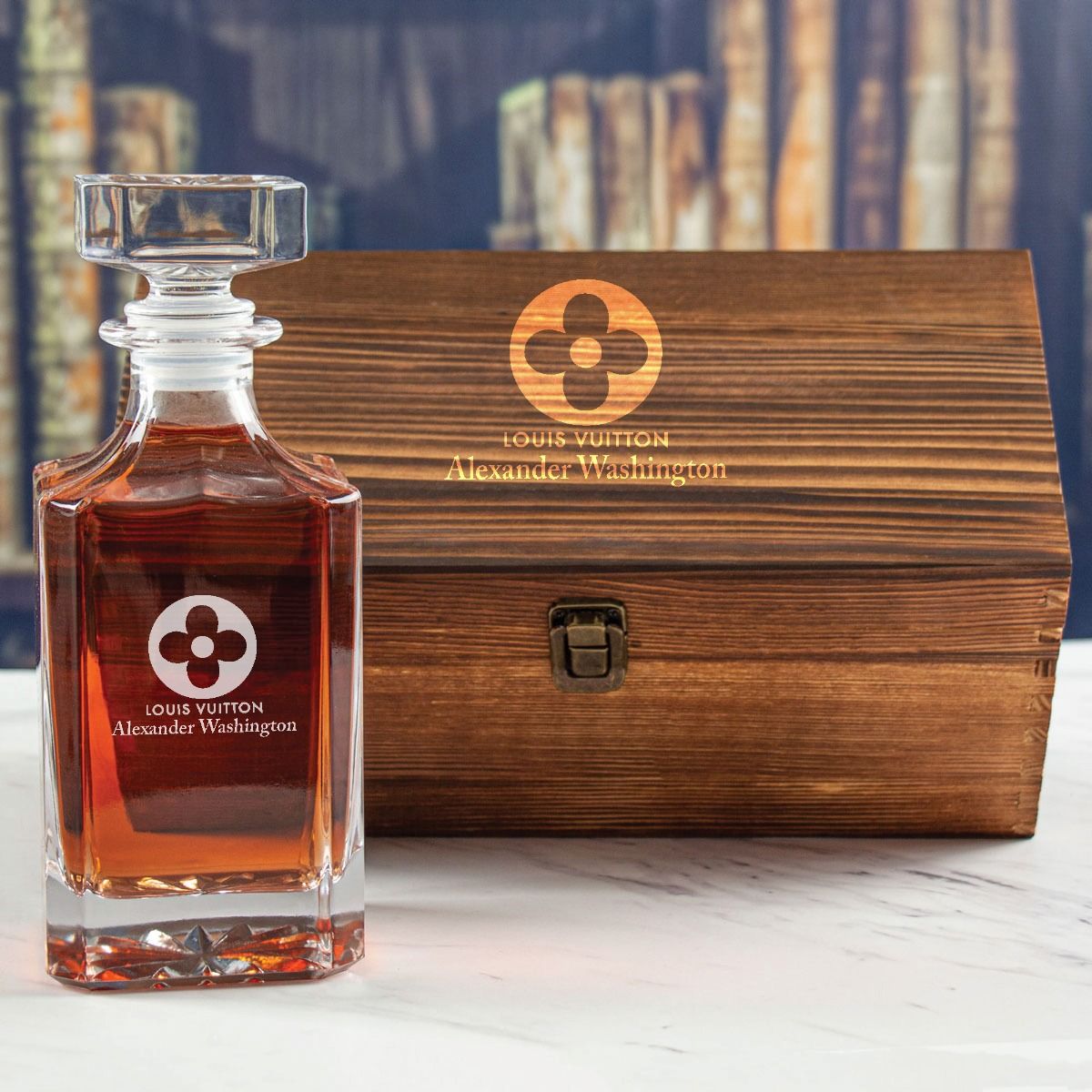 Custom Engraved Louis Vuitton Flower - Personalized Whiskey