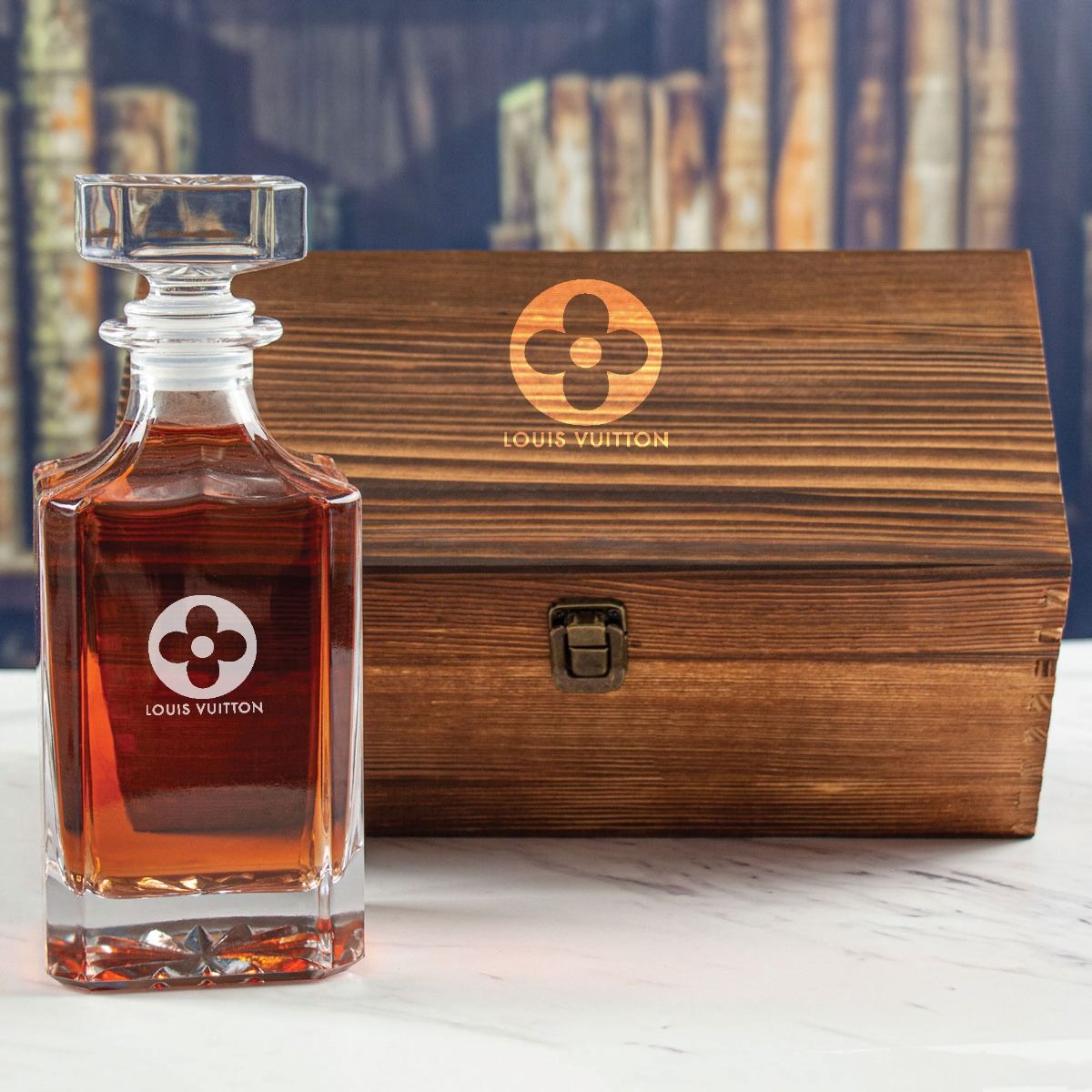 Custom Engraved Louis Vuitton Flower - Personalized Whiskey Decanter In  Wood Gift Box - Promotional Products - Custom Gifts - Party Favors -  Corporate Gifts - Personalized Gifts