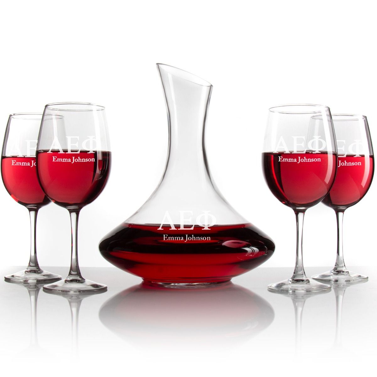 Custom Engraved Alpha Epsilon Phi - Slanted Top Wine Decanter With Stem Wine  Glasses - Promotional Products - Custom Gifts - Party Favors - Corporate  Gifts - Personalized Gifts
